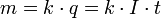 Описание: m=k\cdot q=k\cdot I\cdot t
