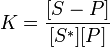 Описание:  K  =\frac{[S-P]}{[S^*][P]}